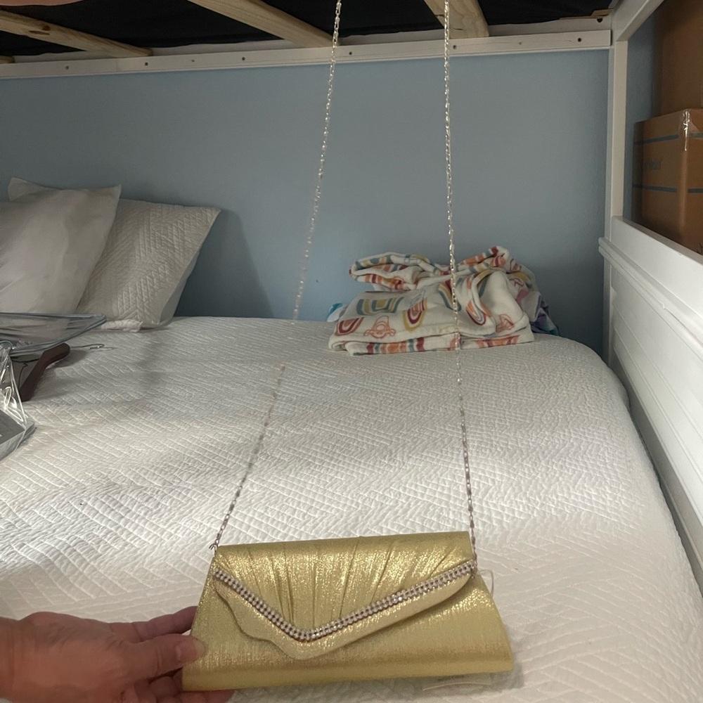 Gold Clutch with Rhinestone Accent - Picture 2 of 3